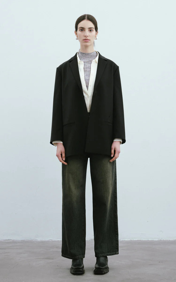 Max Simple Wool Tailored Blazer Black