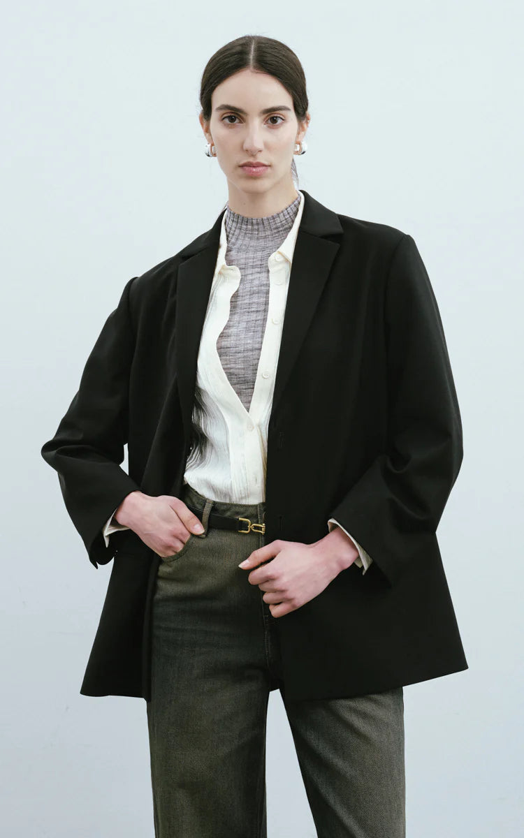 Max Simple Wool Tailored Blazer Black
