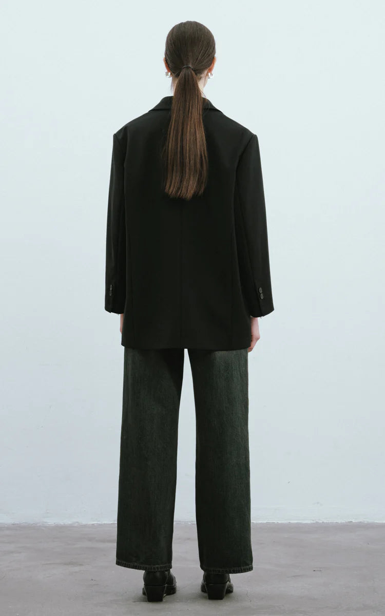 Max Simple Wool Tailored Blazer Black