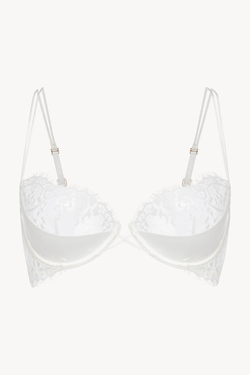 La Perla Off-white underwired balconette bra with Leavers lace trim