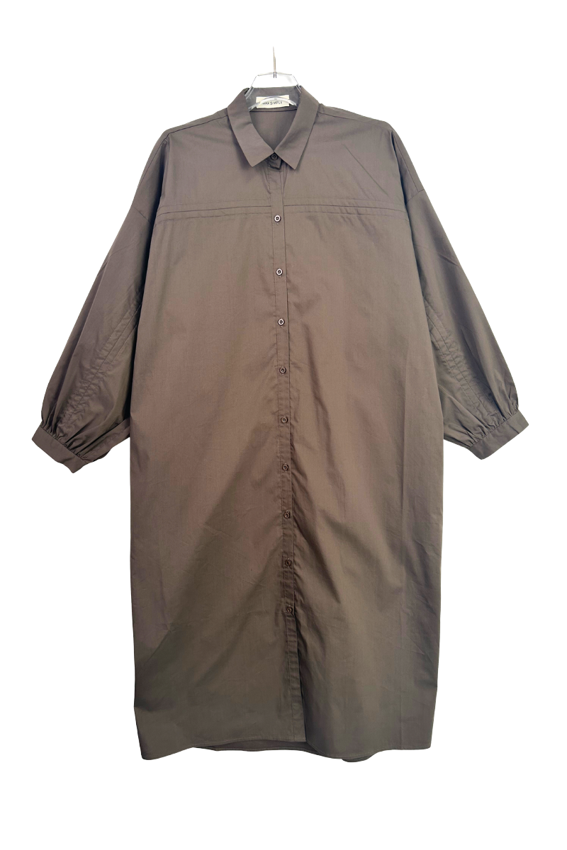 Max Simple Convertible Shirt Dress Brown MSXY260030B