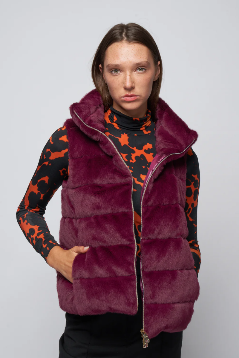 Herno  Woman's  Purple Stand-Up Collar Padded Vestrno