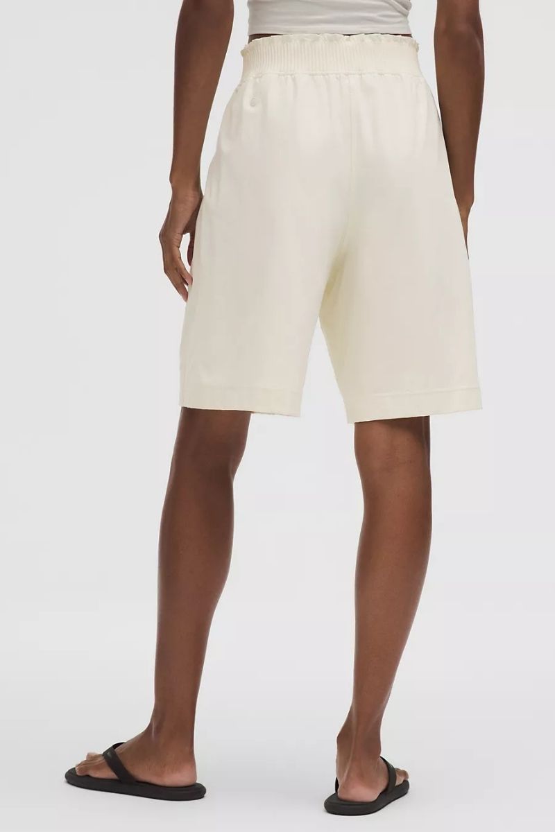 Lululemon Stretch Woven Ruffle-Waist HR Short 9" _ Light Ivory