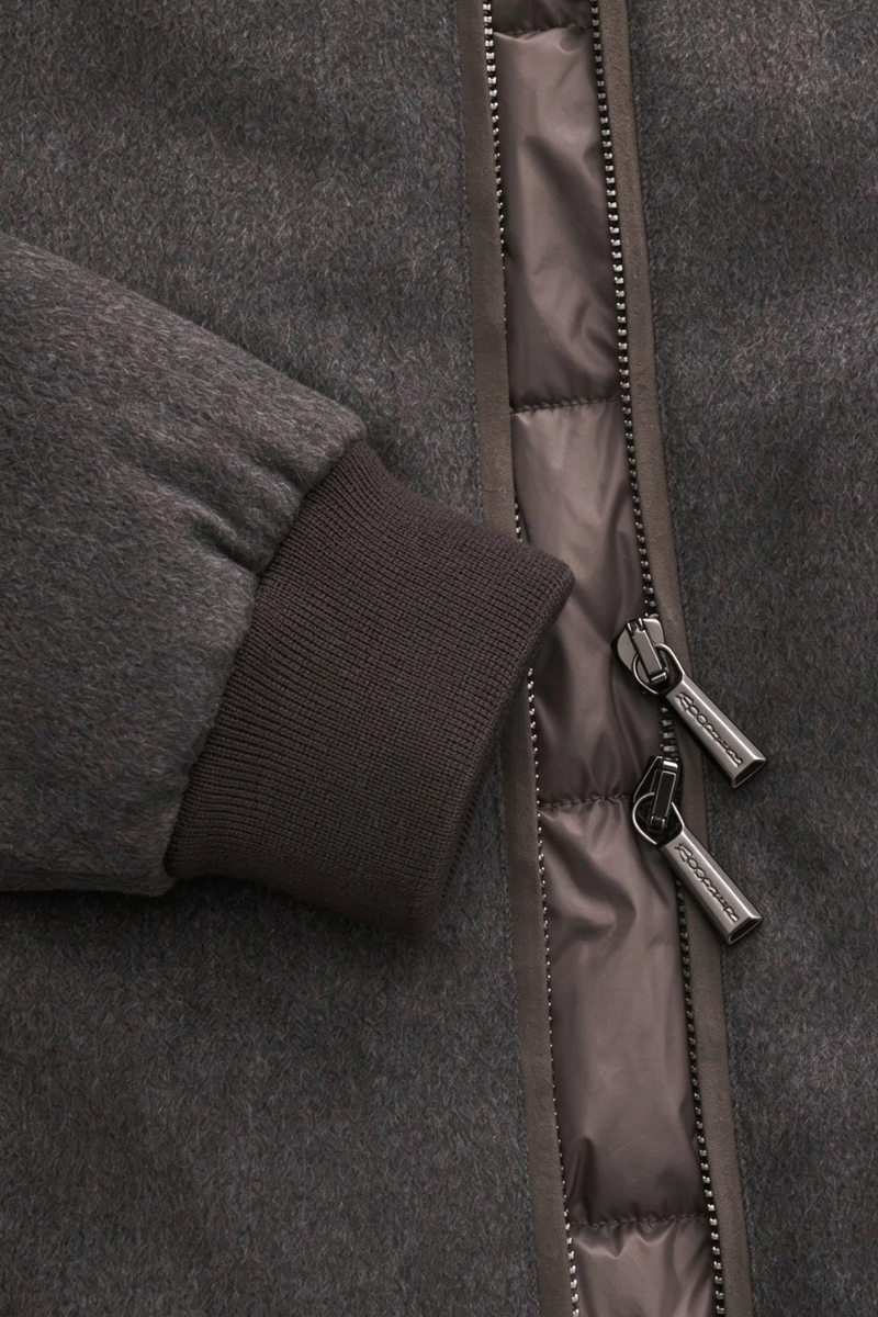 MooRER ALMERICONK Stand Collar Quilted Jacket Grigio