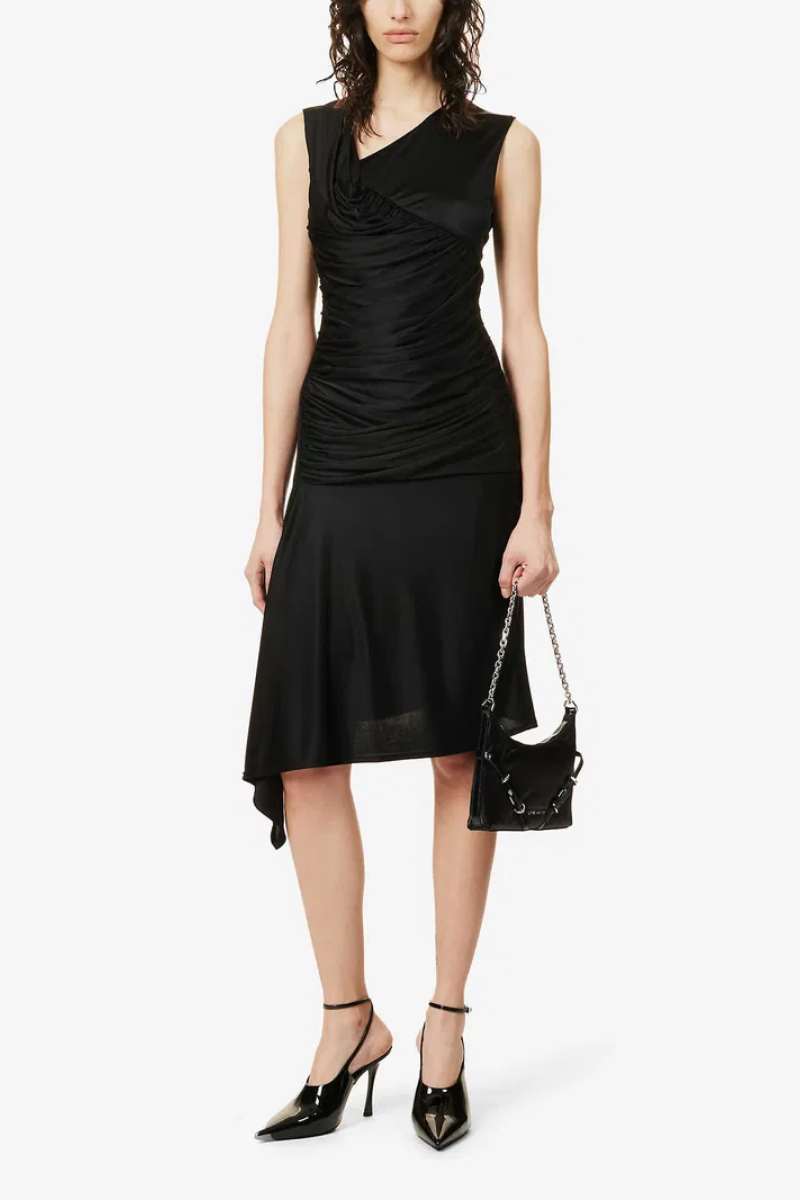 Givenchy Drapped Midi Dress_Black