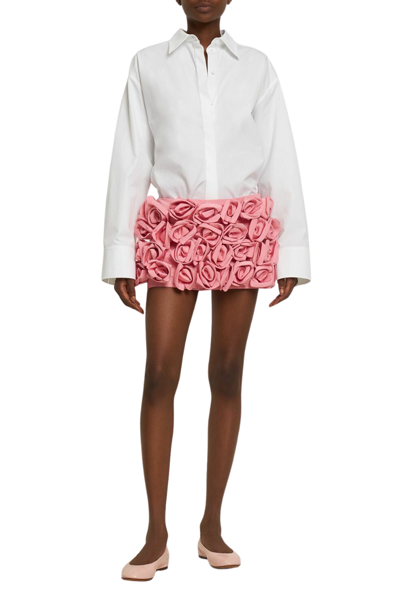 Valentino - Silk Mini Skirt W/ Rose Appliqu¨¦s Bubble 3B0RAAN86DE_ZQQ