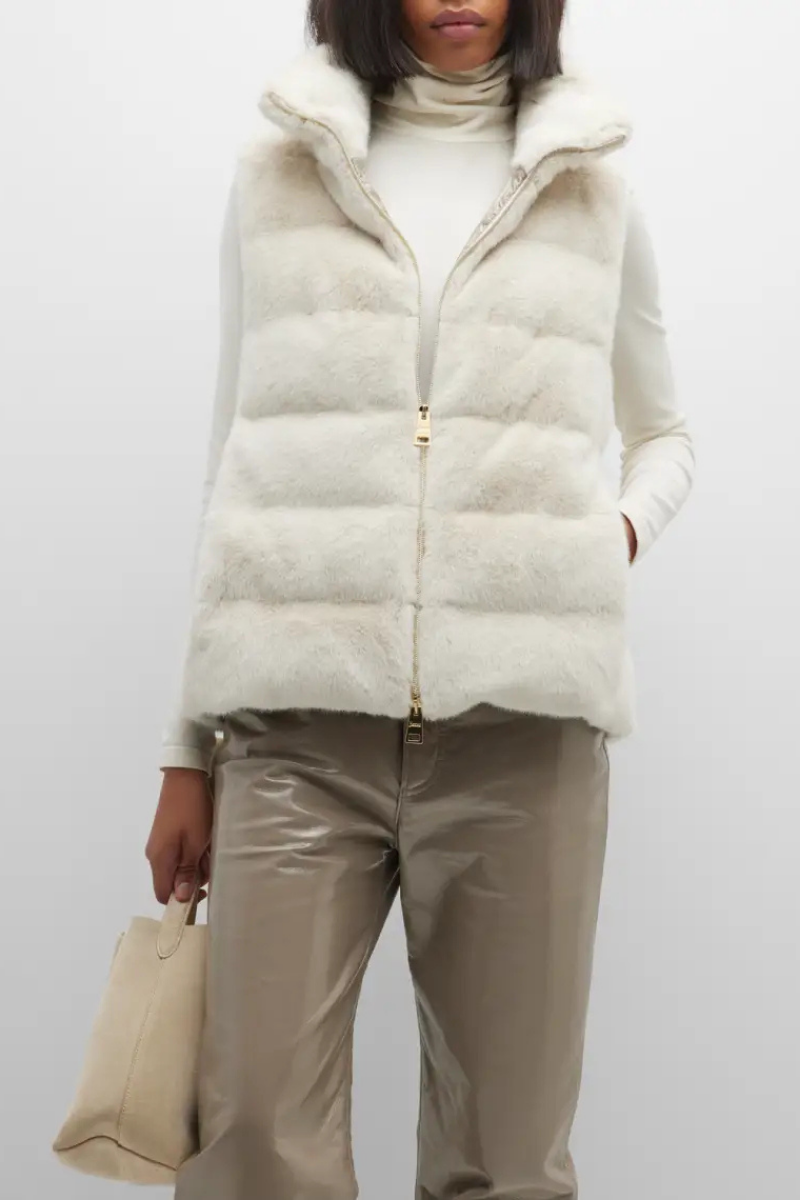 Herno  Woman's White Stand-Up Collar Padded Vestrno