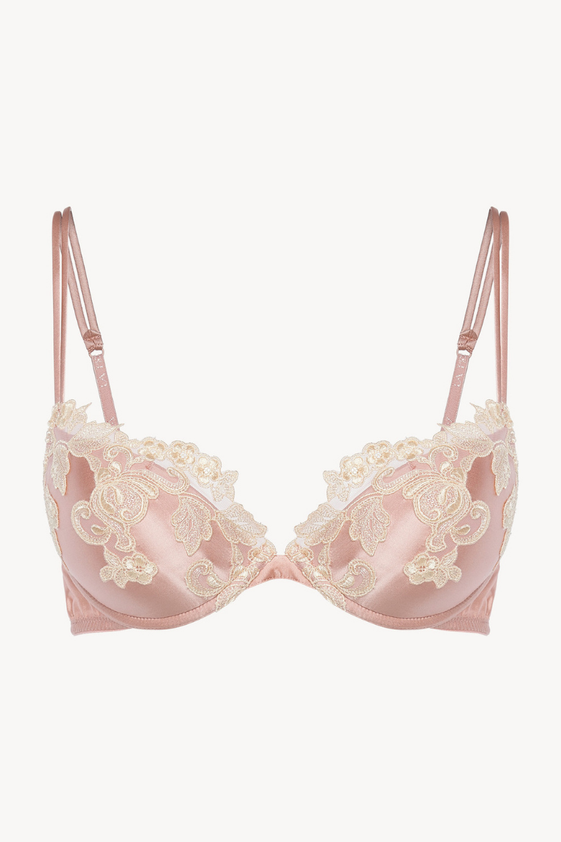 La Perla Pink silk Push-up Bra with frastaglio