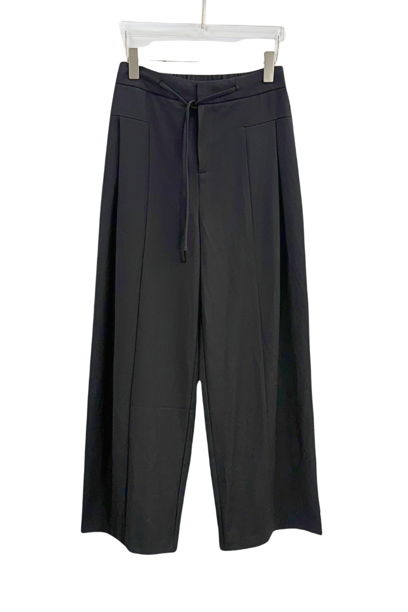 Max Simple Drawstring Wide-leg Pants Black