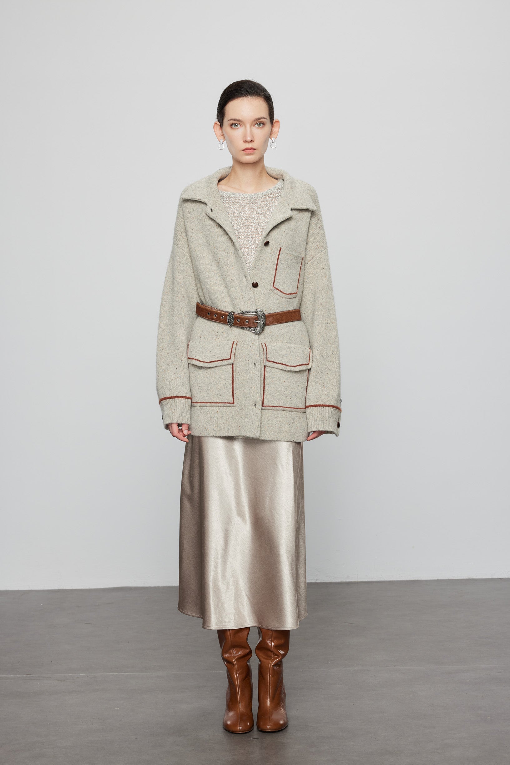 Max Simple Wool-Yak Blend Pocket Shirt-Coat_Grey