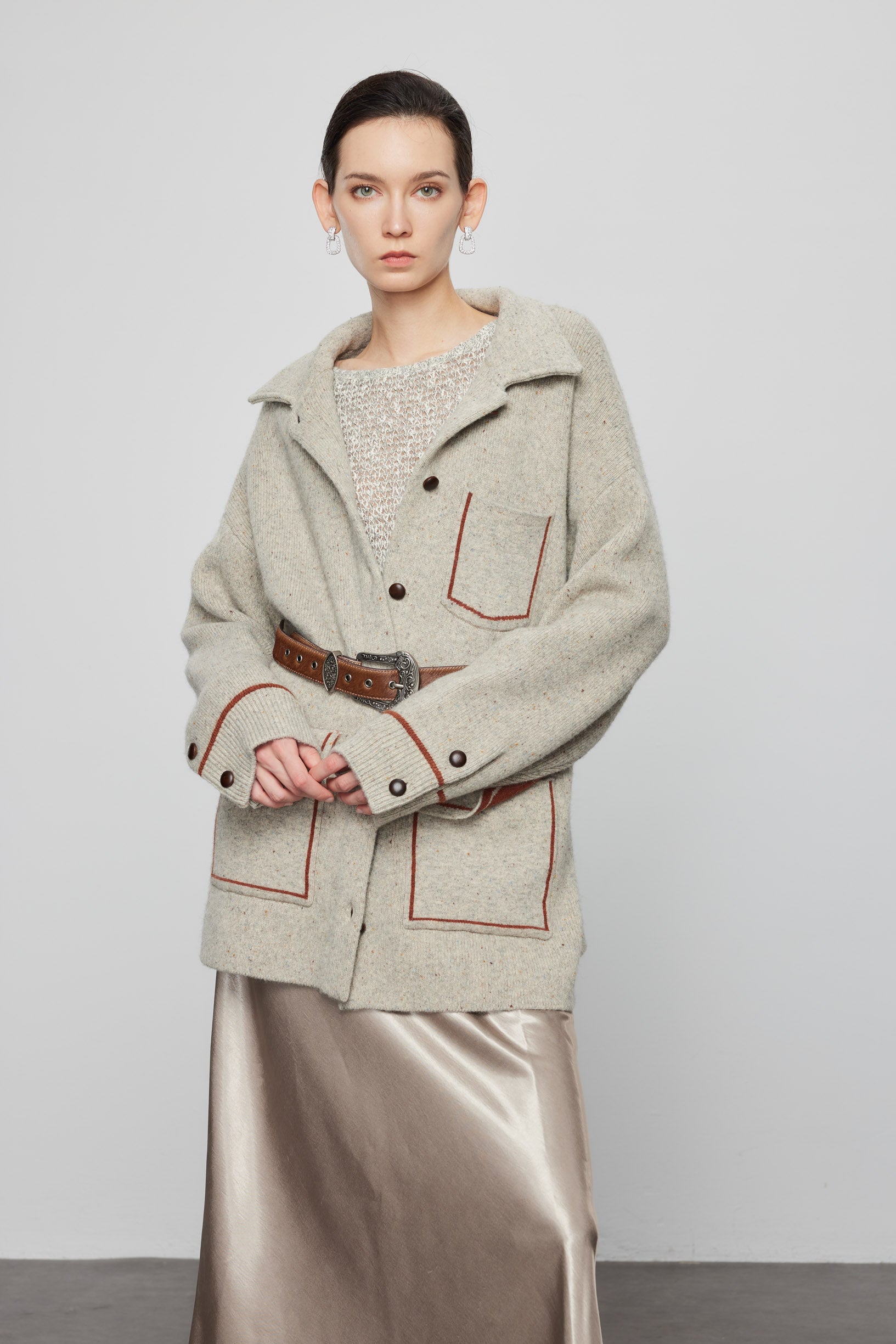 Max Simple Wool-Yak Blend Pocket Shirt-Coat_Grey