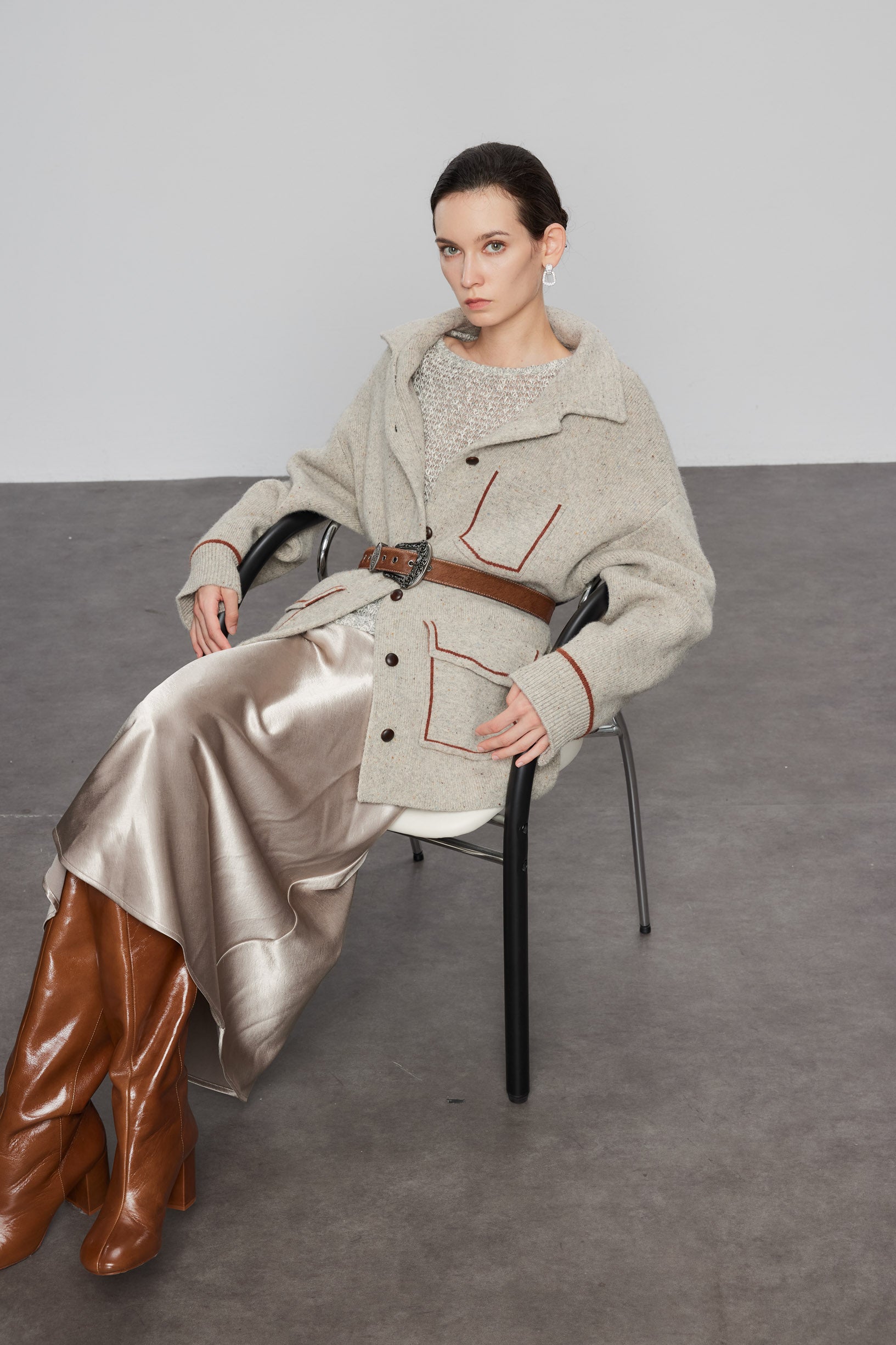 Max Simple Wool-Yak Blend Pocket Shirt-Coat_Grey