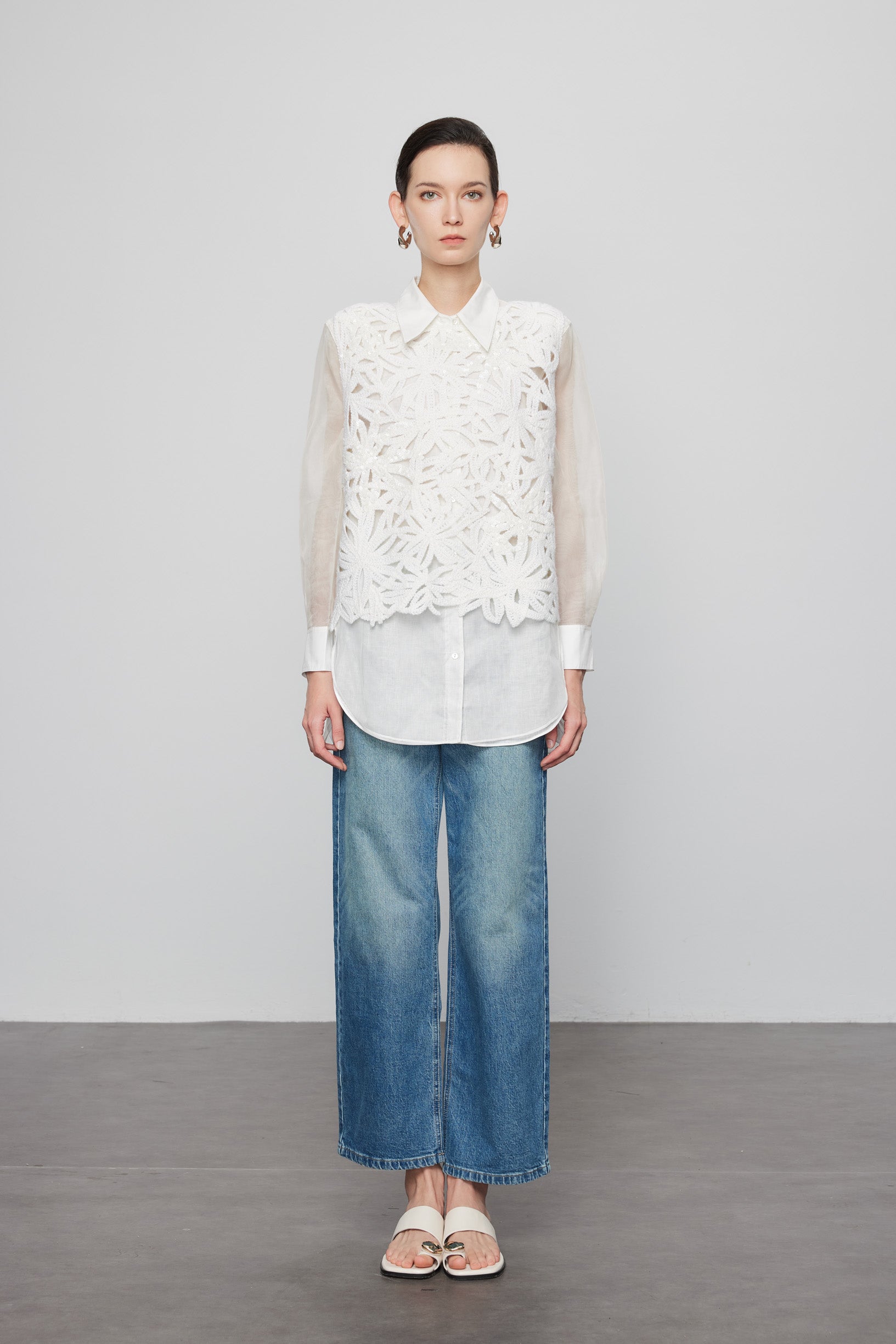 Max Simple Beaded Crochet  Vest White