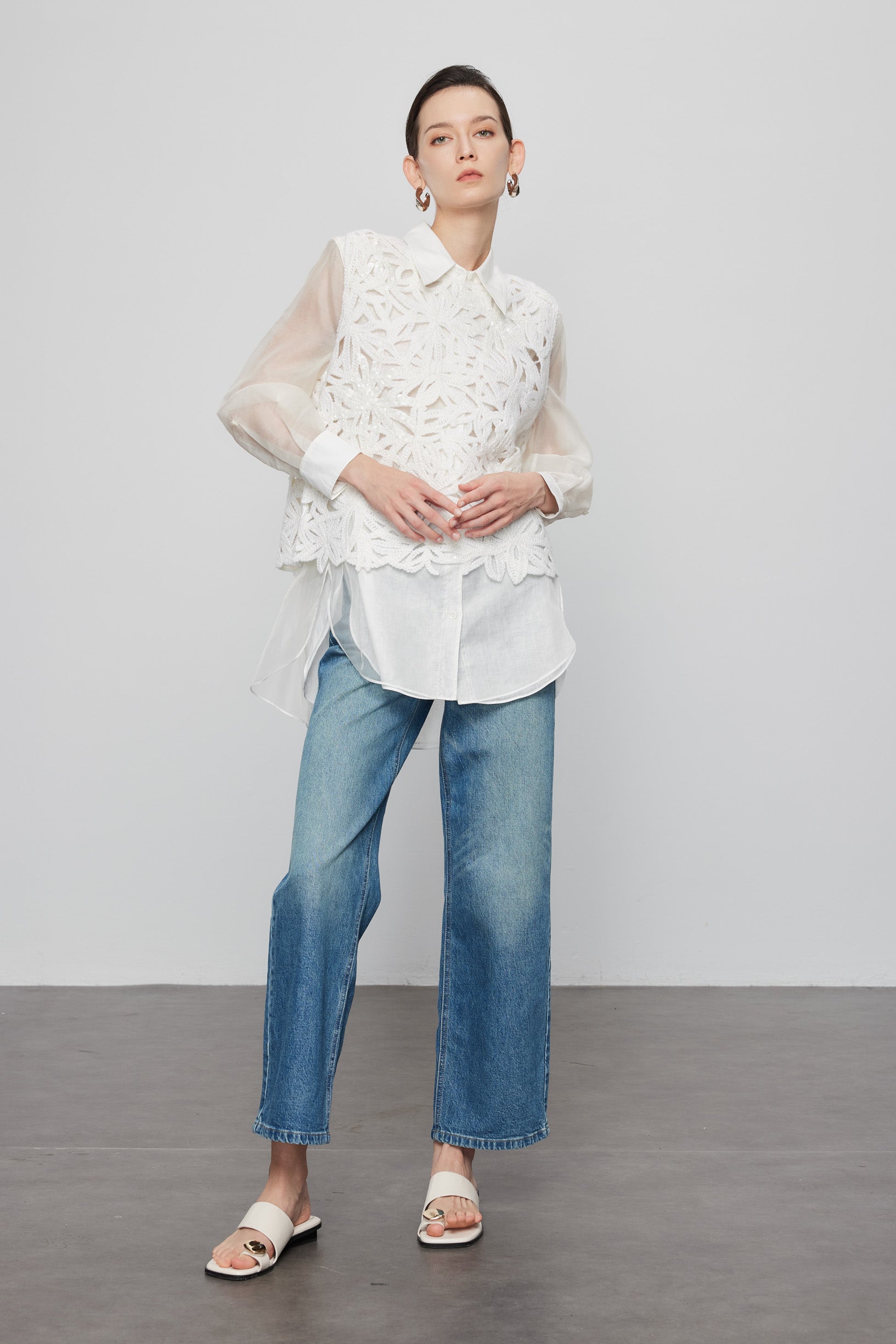 Max Simple Beaded Crochet  Vest White