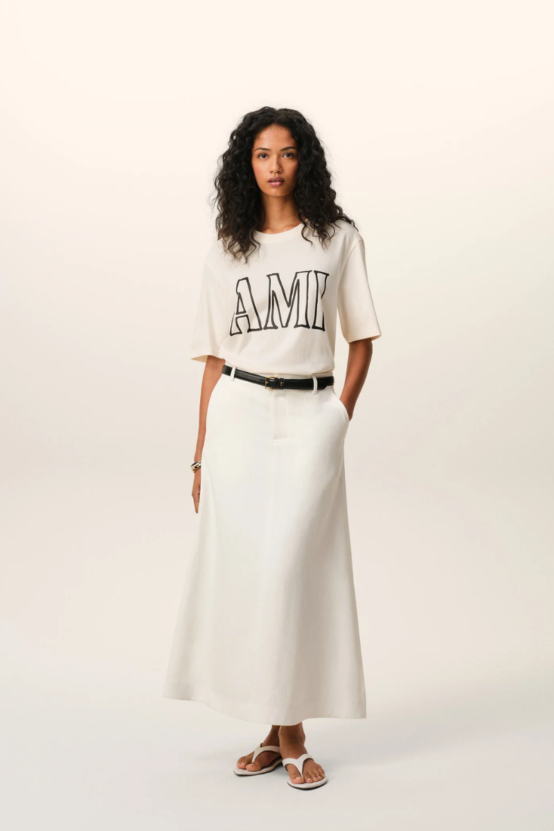 Ami Paris Short Sleeves T-Shirt In Thick Cotton Jersey-White Cream