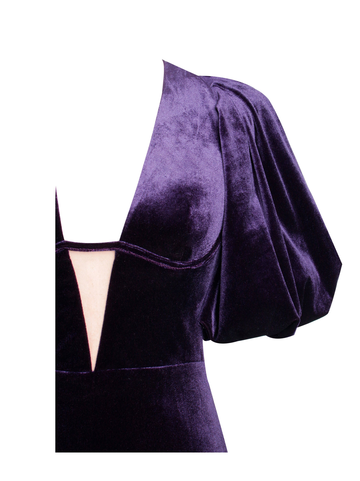 Coraline Purple Velvet Bubble Sleeve Backless Maxi Dress (Archive Sale)