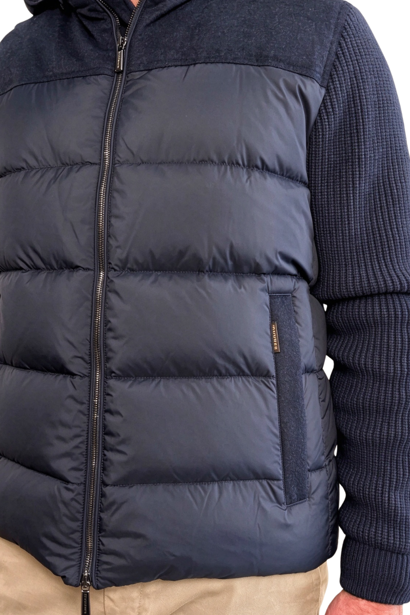 MooRER ALLORI-LSM Hooded Hybrid Down Jacket Blu Grey