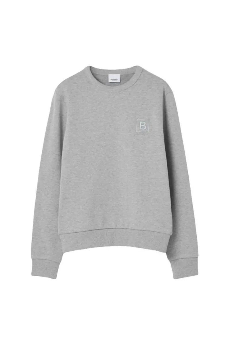 Burberry Logo Patch Cotton Sweatshirt PALE GREY MELANGE