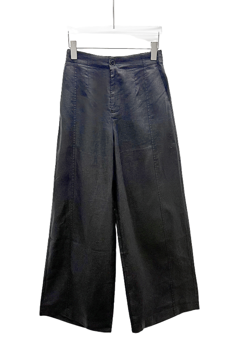 Max Simple Linen  Casual Pants Black