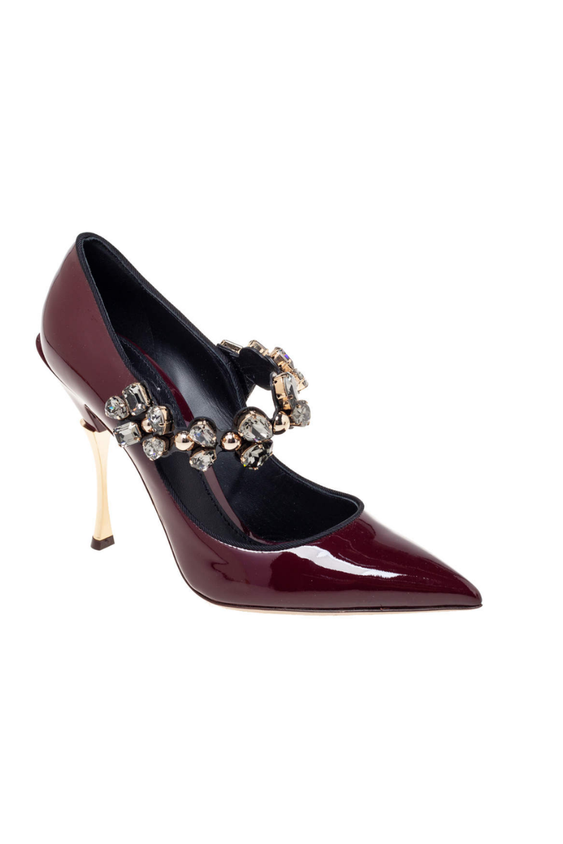 Dolce & Gabbana Mary Jane Pumps with Jewel Strap Bordeaux