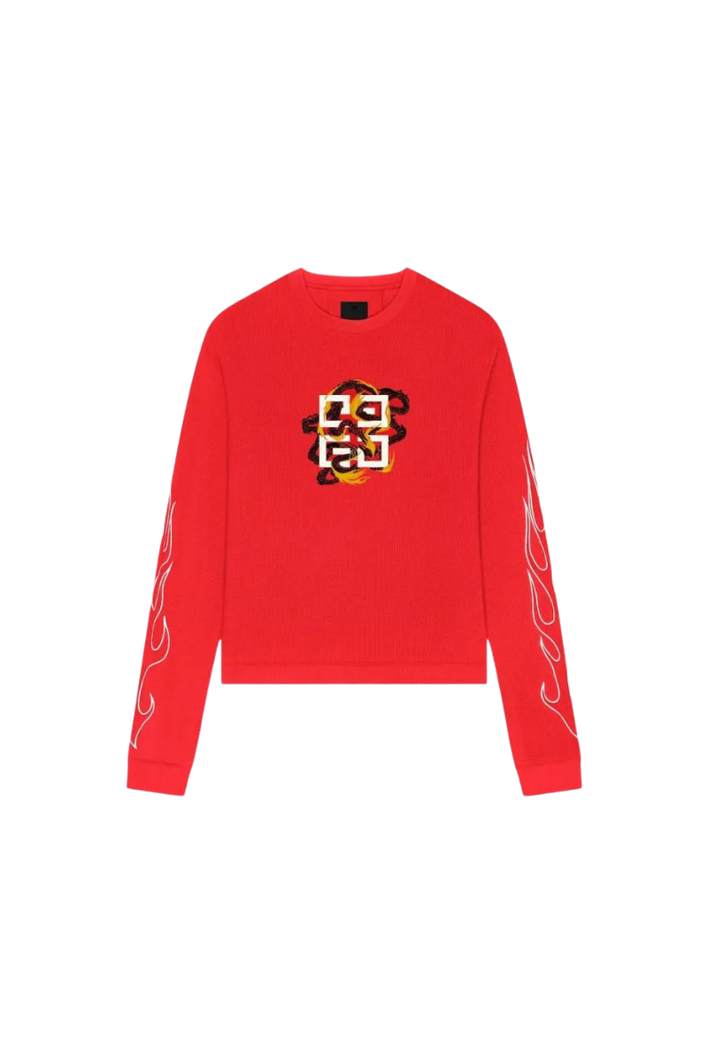 Givenchy Boxy Fit Long Sleeves T-Shirt-Red