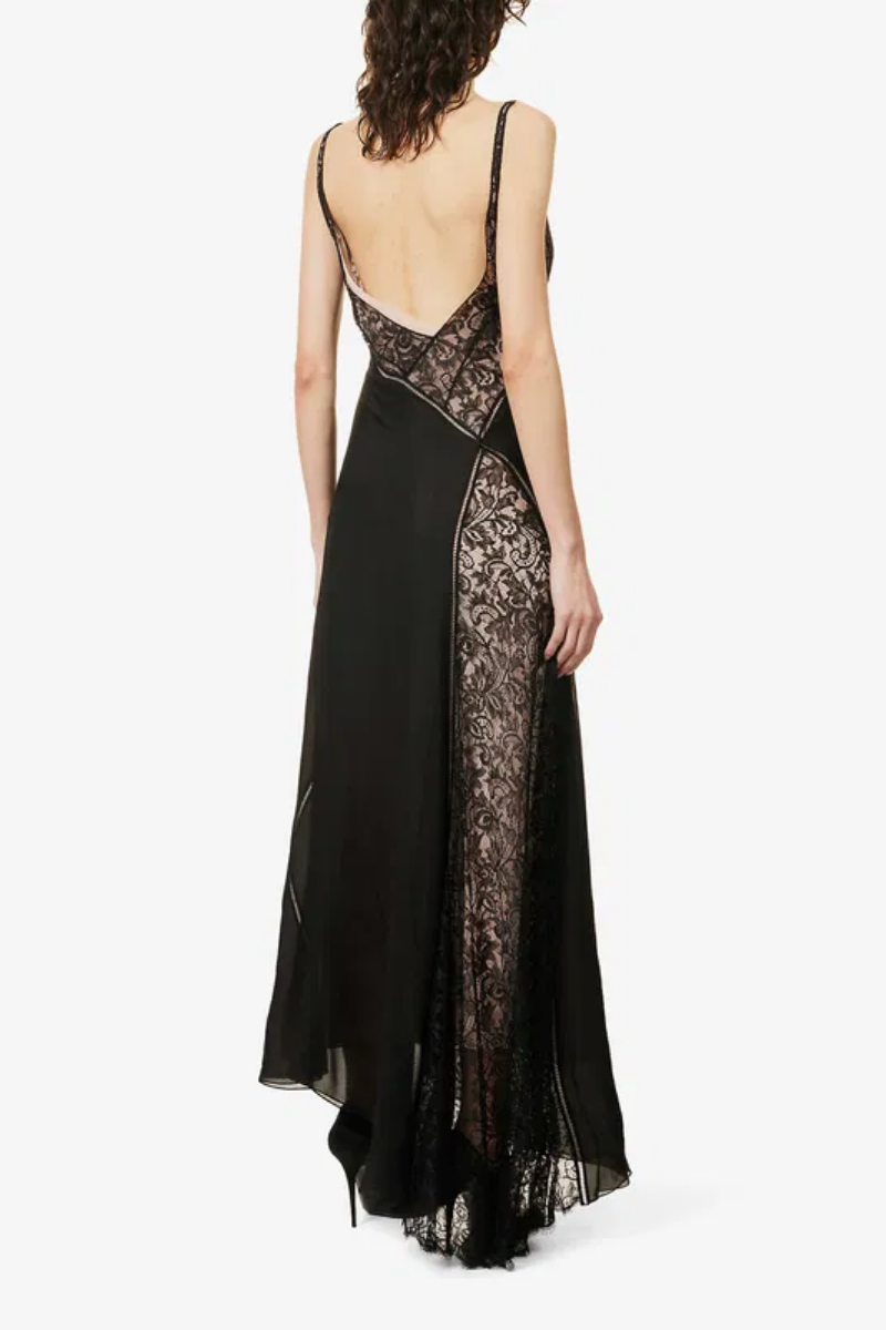 Givenchy Long Dress With Lace Details_Black