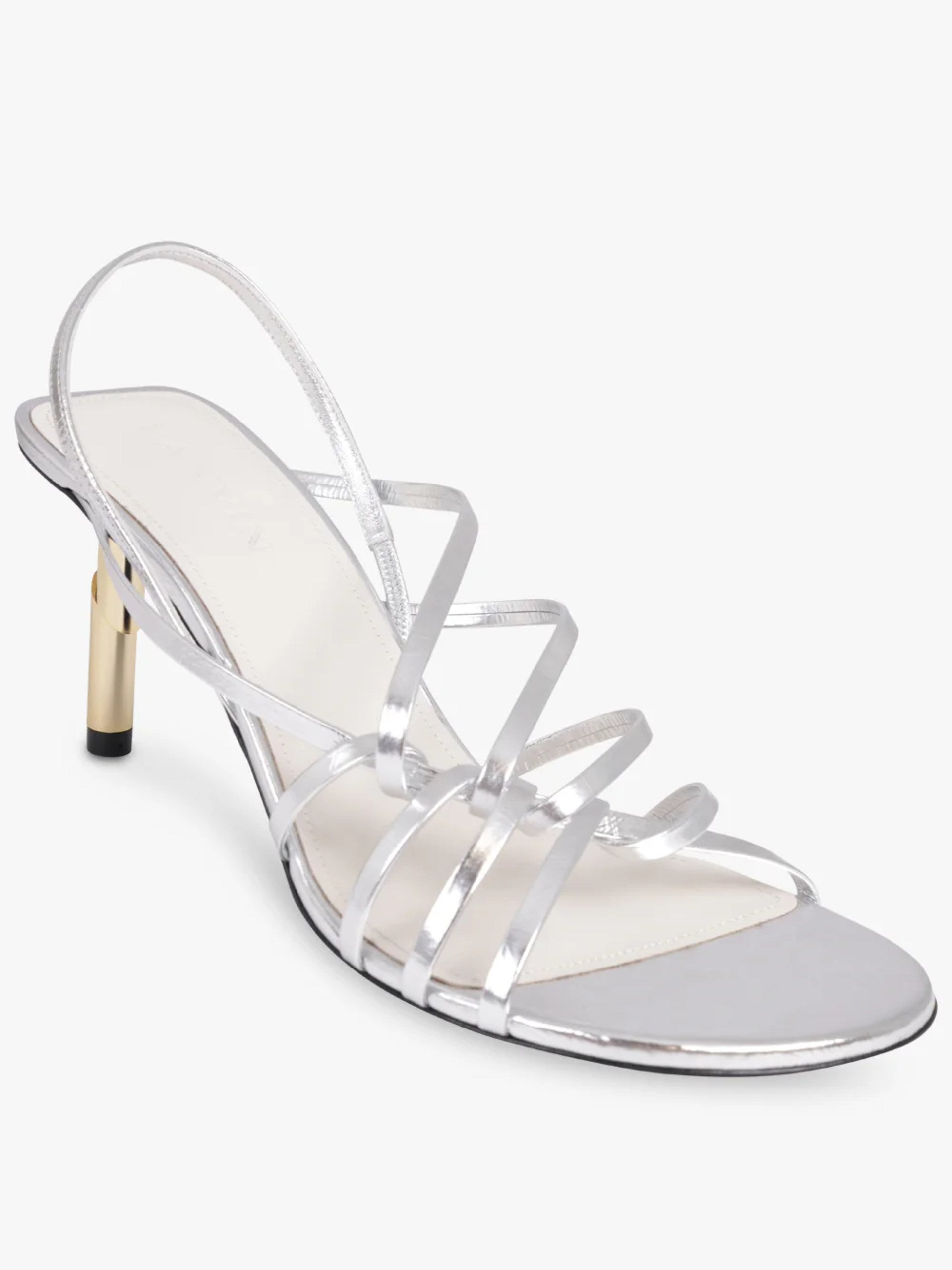 Lanvin Sequence Strappy 75mm Sandal in SIlver with Gold stud