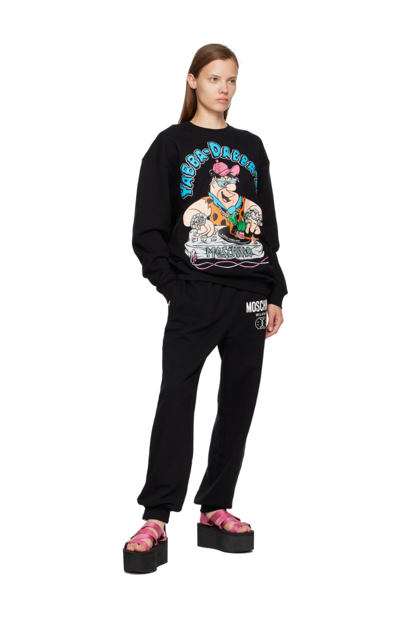 Moschino Logo Tape Wedge Sandals (Pink/Black & Black/White)