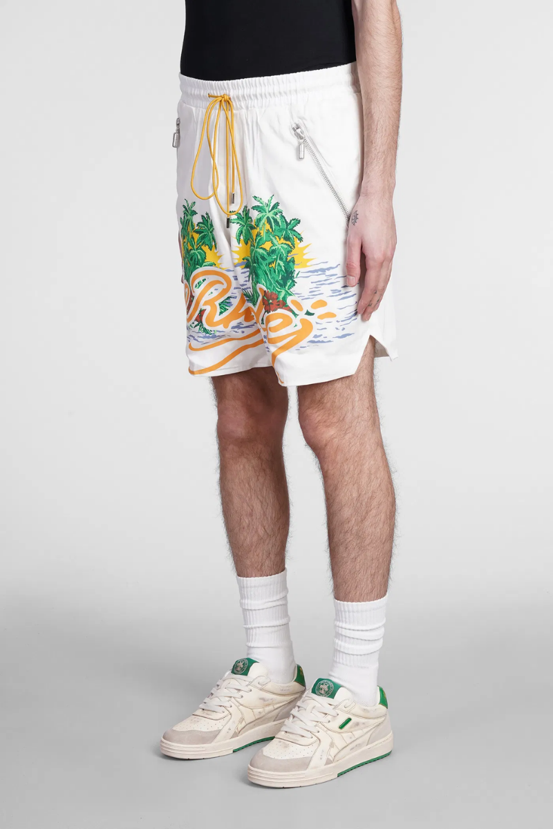 Rhude Palms Logo Track Shorts In White