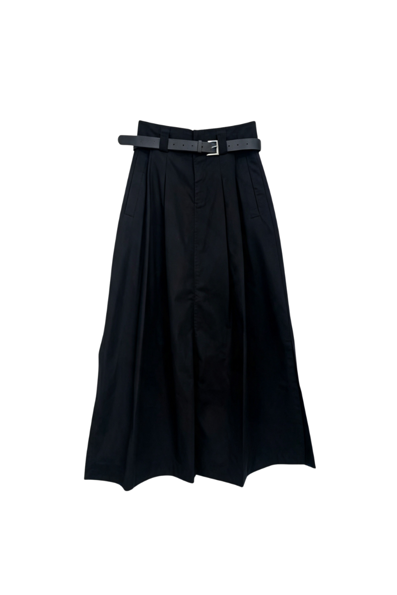 Max Simple Cotton Pleated Skirt Black MSSG261100B