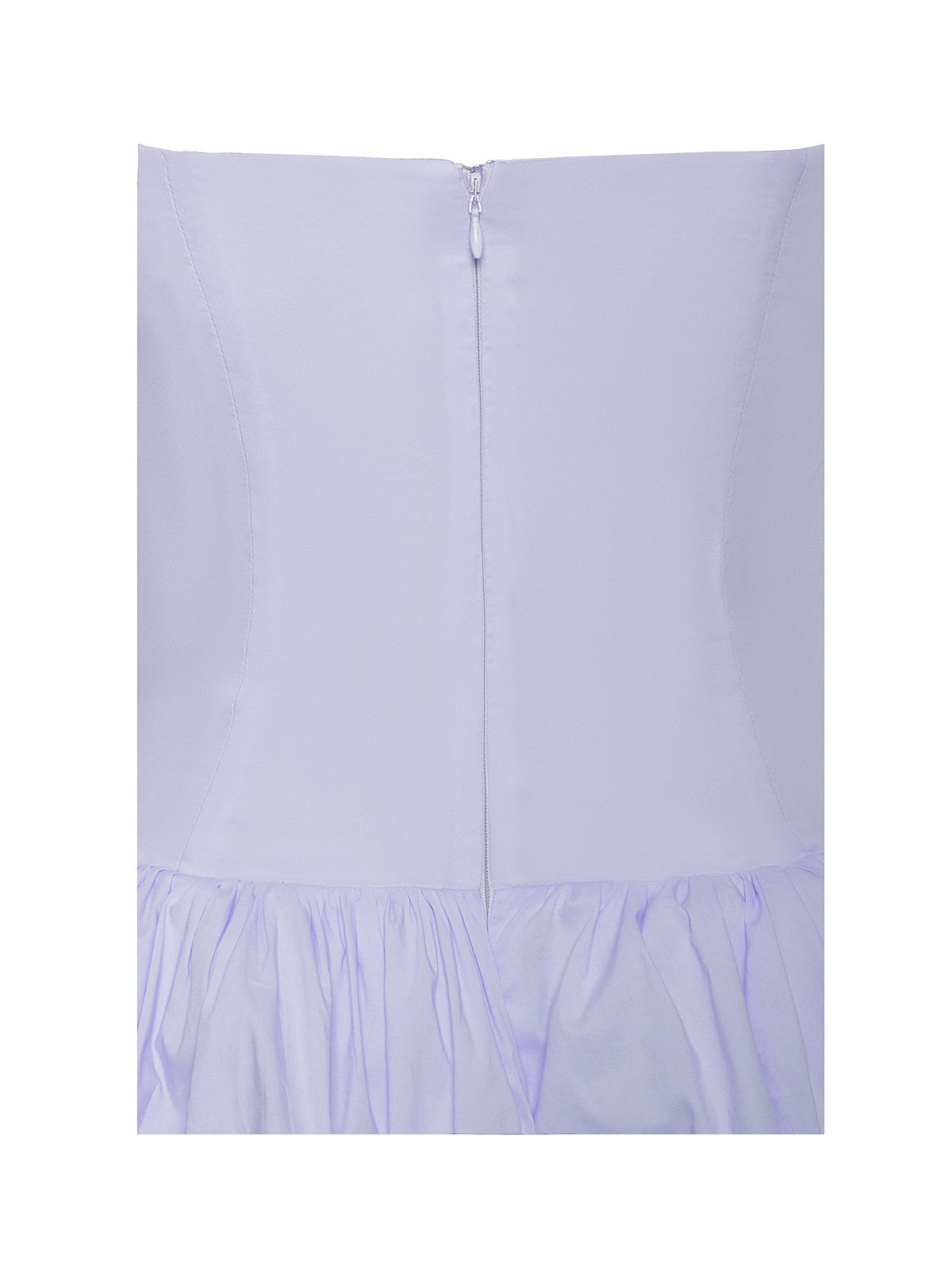 Oletta Blue Cotton Poplin Corset Strapless Bubble Hem Mini Dress