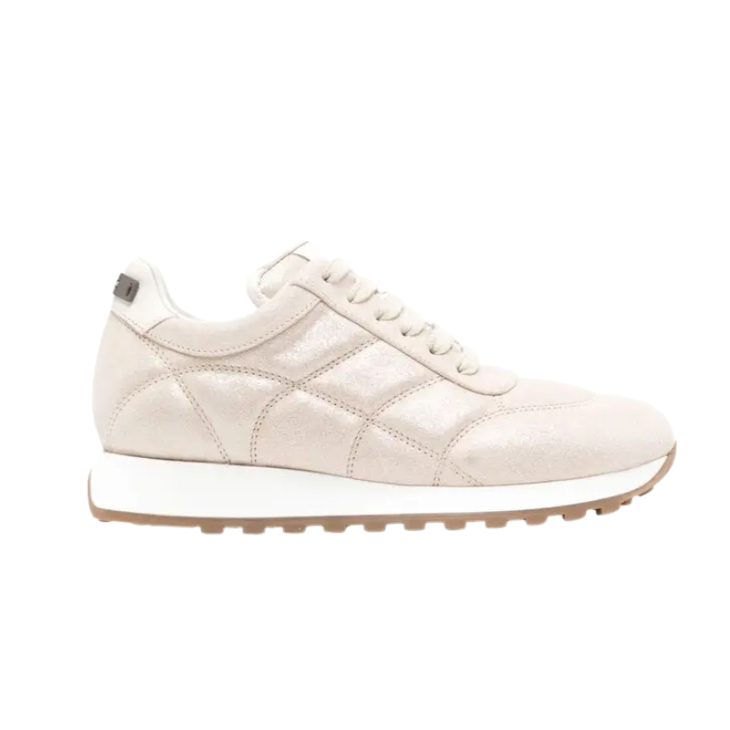 Peserico Logo-Appliqué Lamé Leather Sneakers