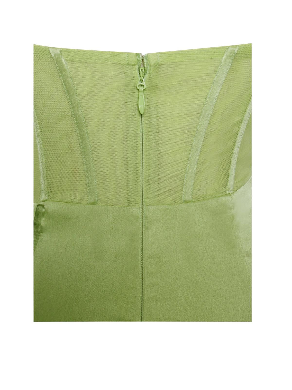 Prisa Lime High Slit Satin Corset Gown (Archive Sale)