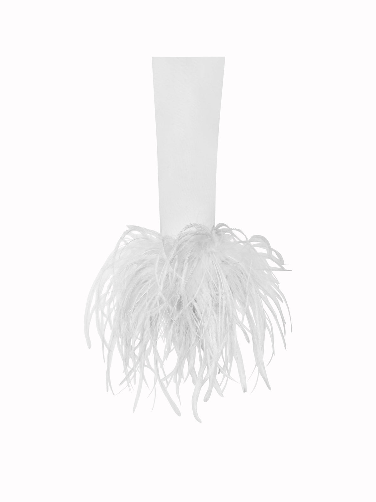 Oaklie White Satin Mesh Sleeve Dress With Feathers (Archive Sale)