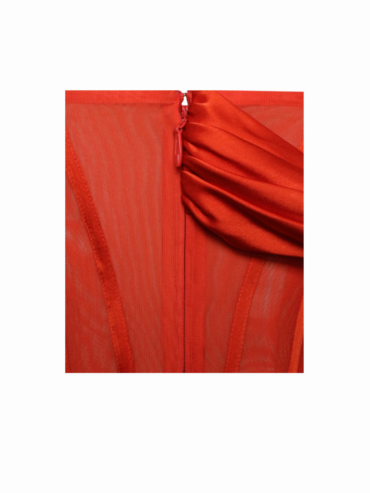 Rebeca Poinciana Satin High Slit Corset Gown (Archive Sale)