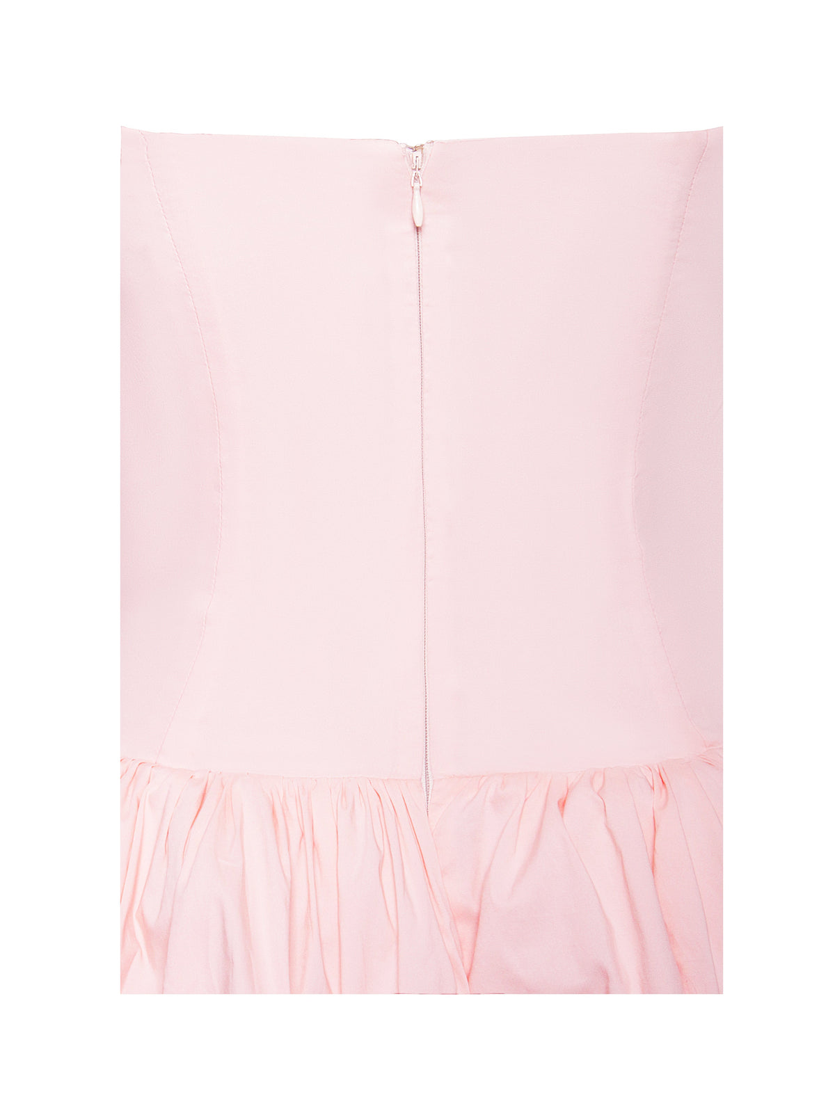 Oletta Pink Cotton Poplin Corset Strapless Bubble Hem Mini Dress