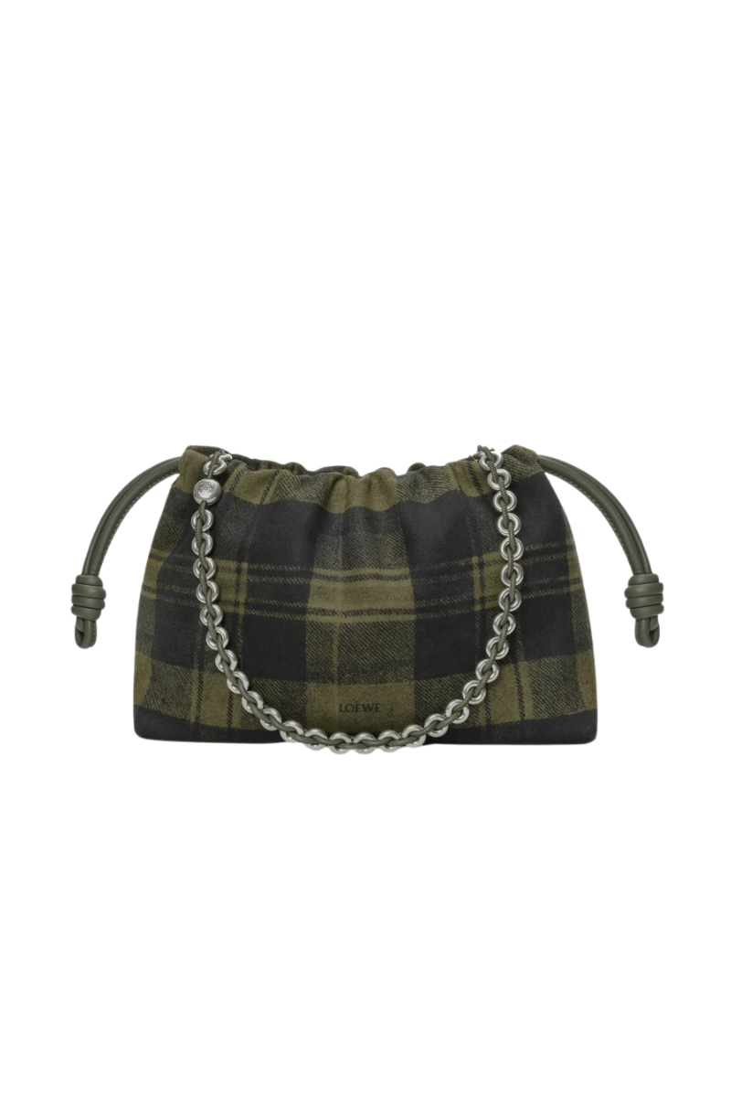 Loewe Medium Flamenco purse in tartan suede