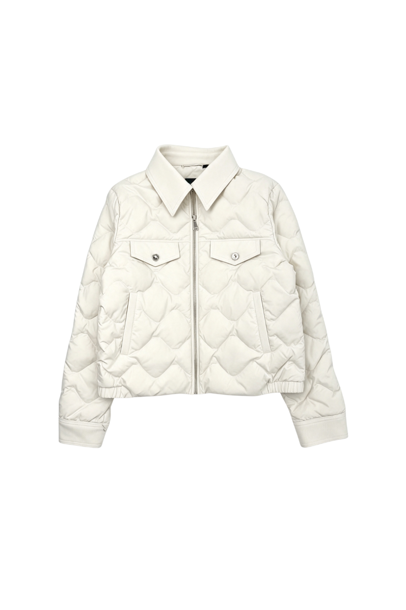 Max Simple Goose Down Cropped Puffer Jacket White MSLY256372W