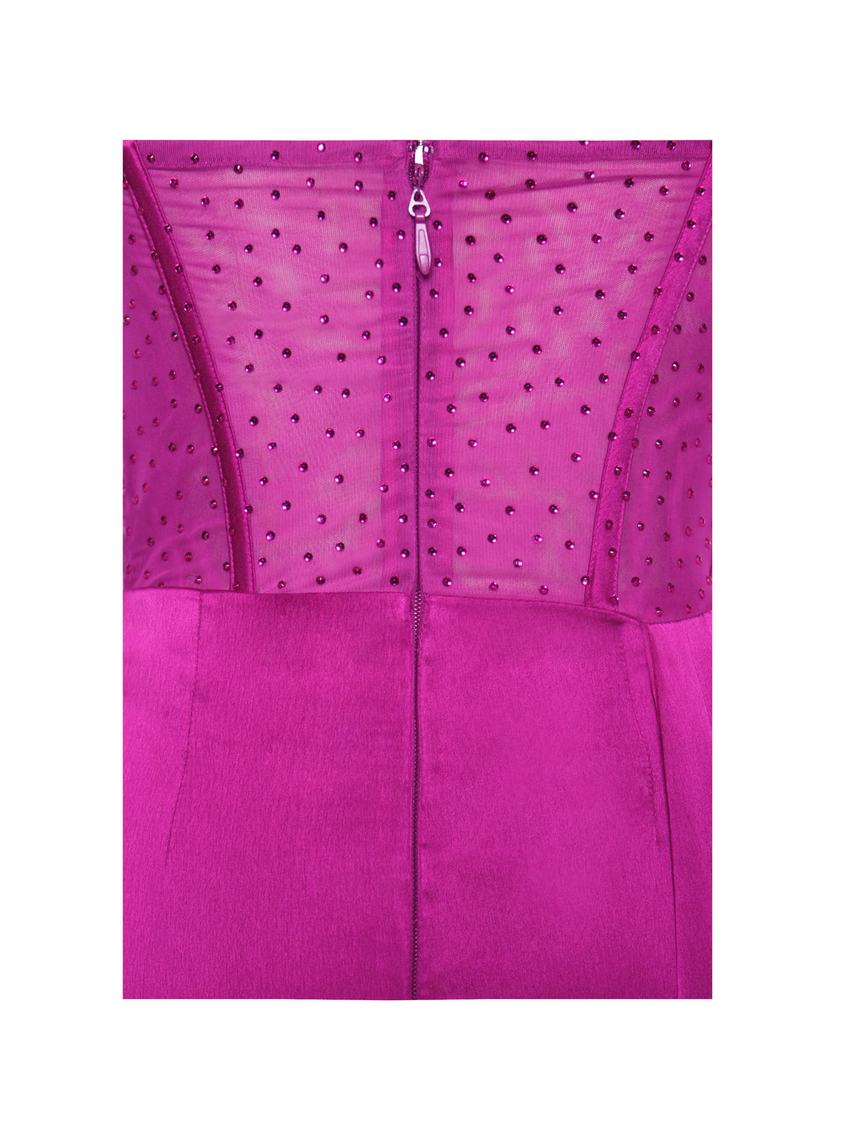 Holly Fuchsia Crystallized Corset High Slit Satin Gown (Archive Sale)