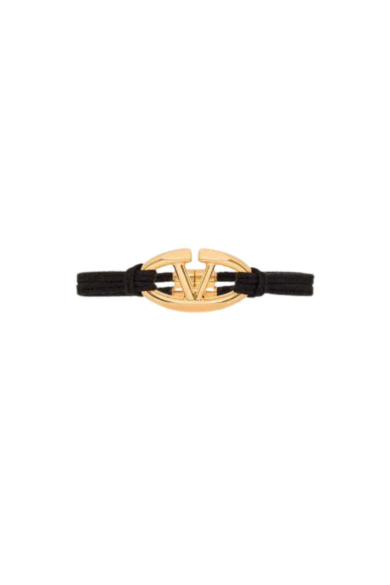 Valentino Garavani Vlogo Rope Bracelet In Black