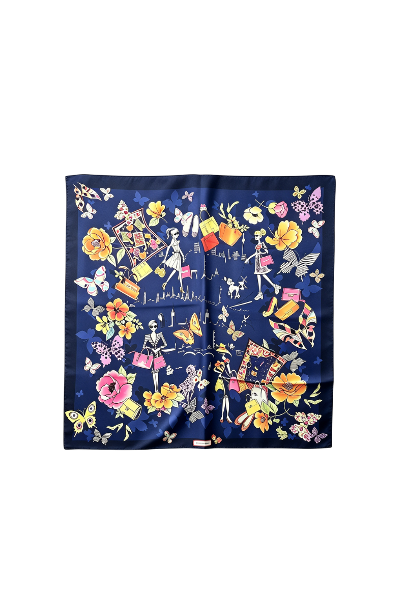 Ferragamo Printed Scarf Notte Bluett 313675/008