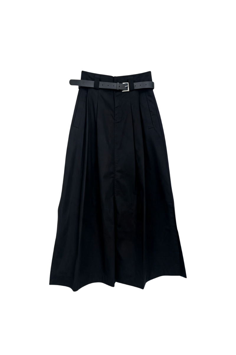 Max Simple Cotton Pleated Skirt Black MSSG261100B