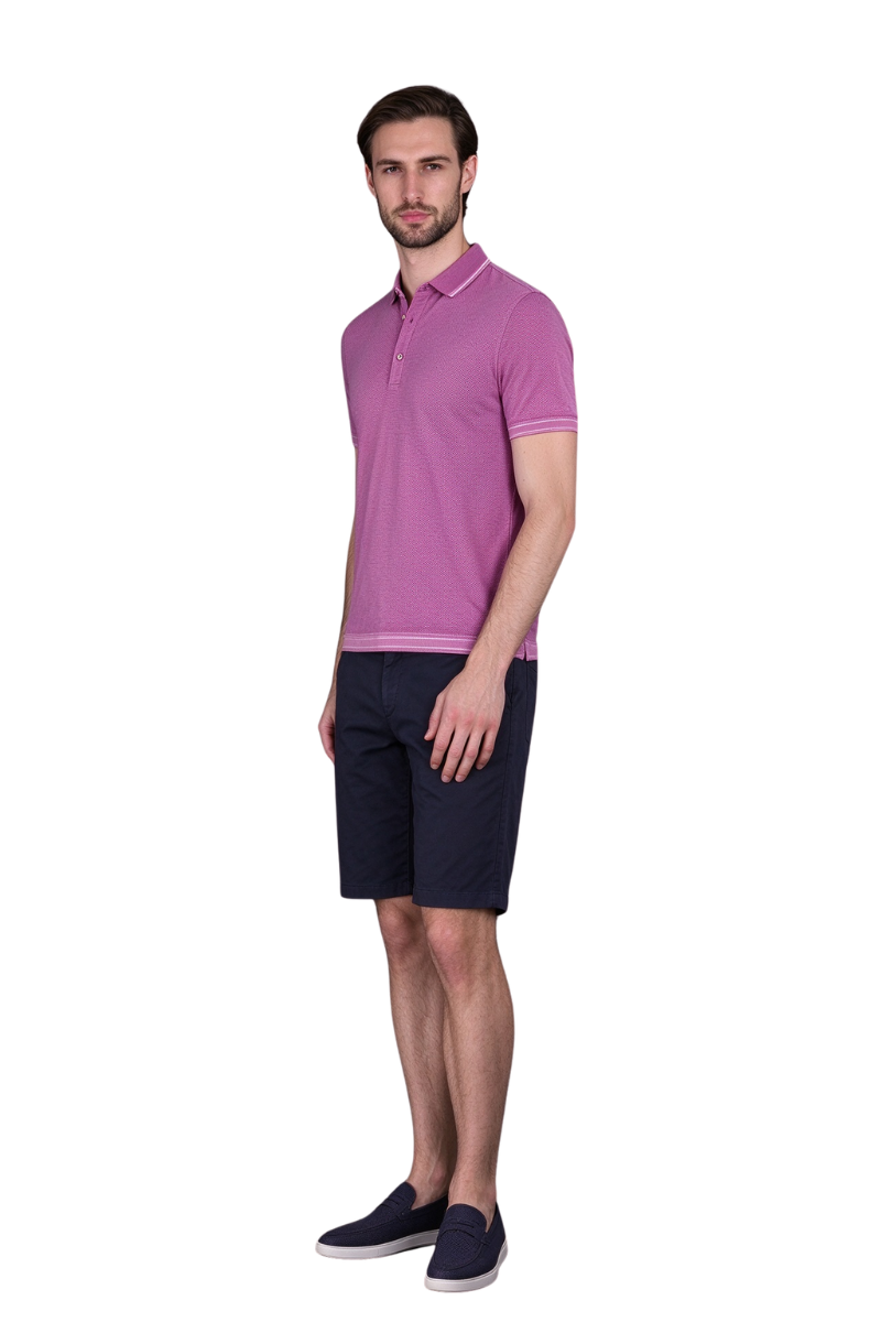 MooRER COTY-VCR Half-Zip Short-Sleeve Polo Ciclamino