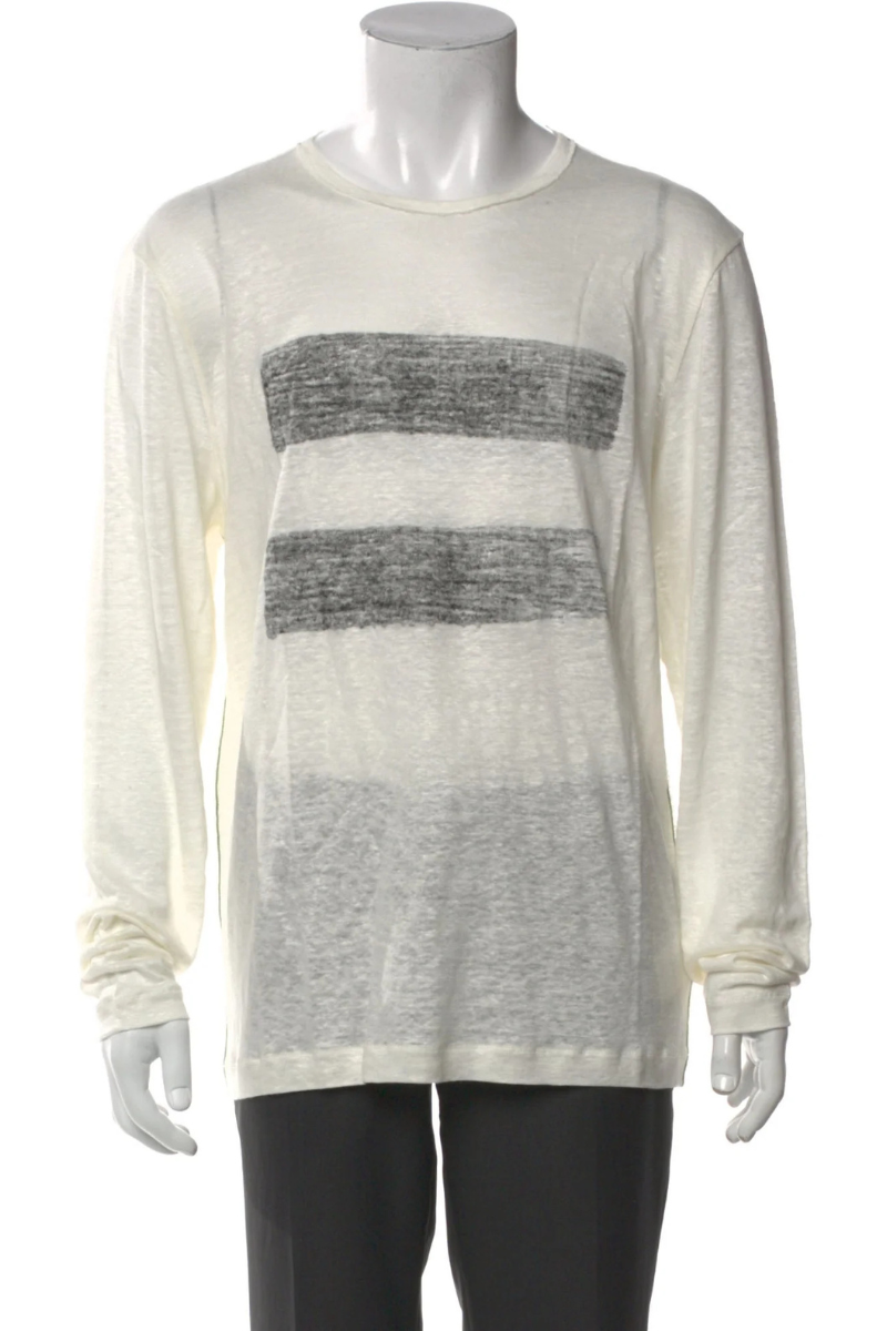 Orlebar Brown OB CLASSIC TEE LS CHAIN STITCH-278077-WHITE SAND/KALE