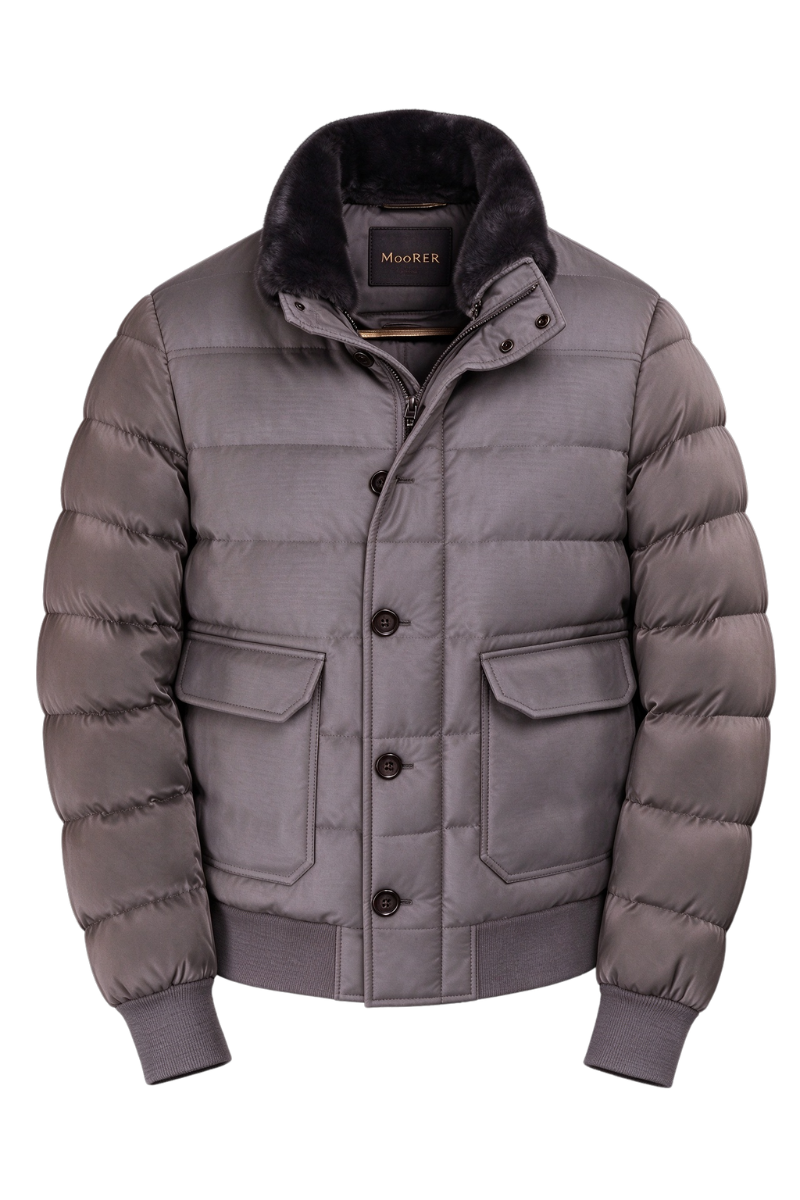 MooRER Fantonishl Fur Collar Bomber Jacket Walnutbeige