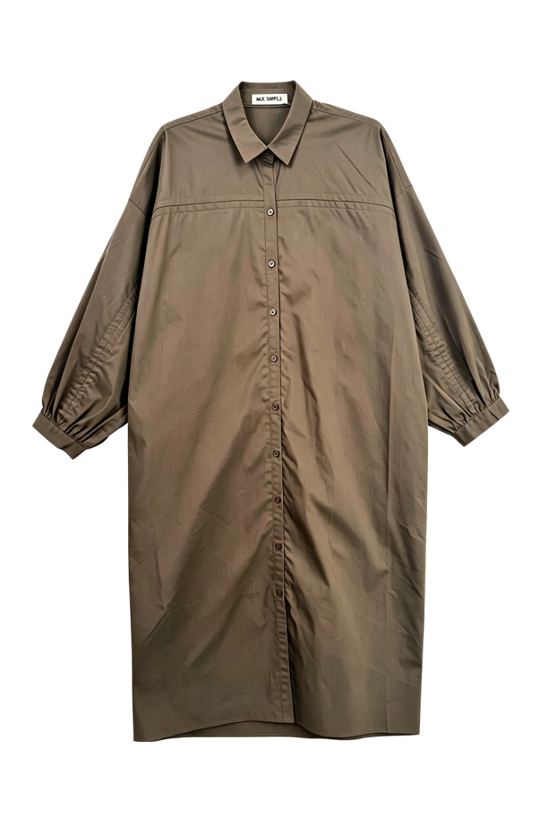 Max Simple Convertible Shirt Dress Brown MSXY260030B