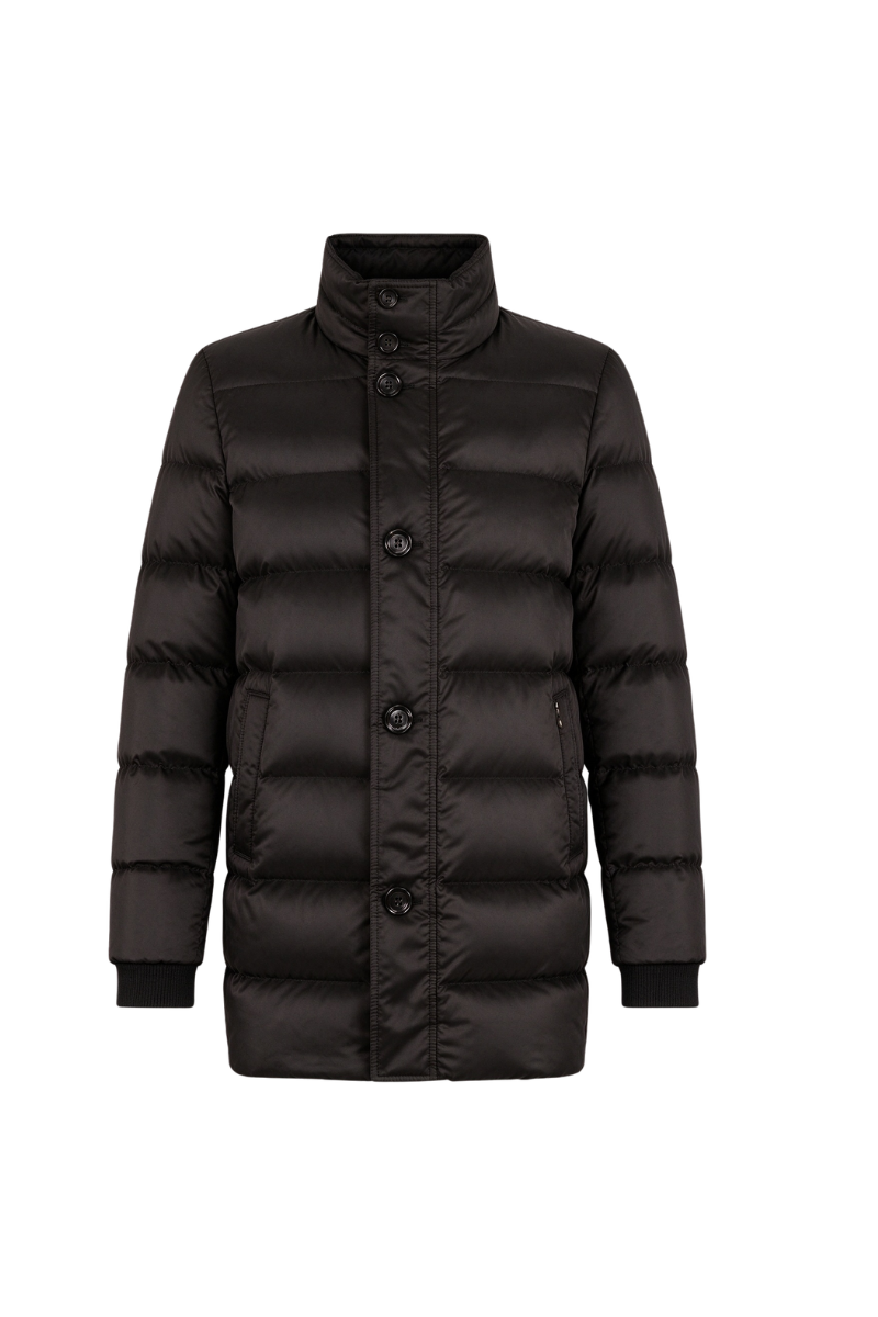 MooRER CERVATISH Stand Collar Mid Length Down Coat Asfalto