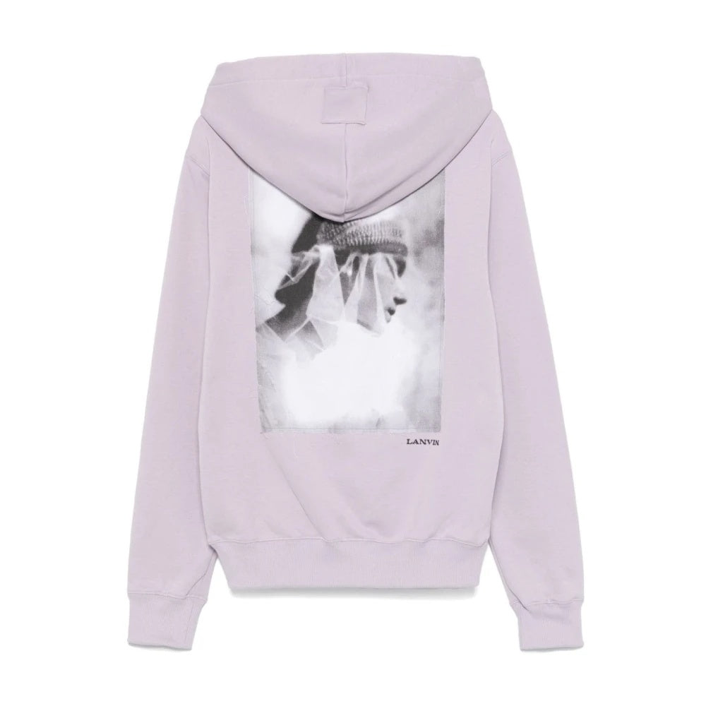 Lanvin PURPLE COTTON JERSEY HOODIE SWEATER