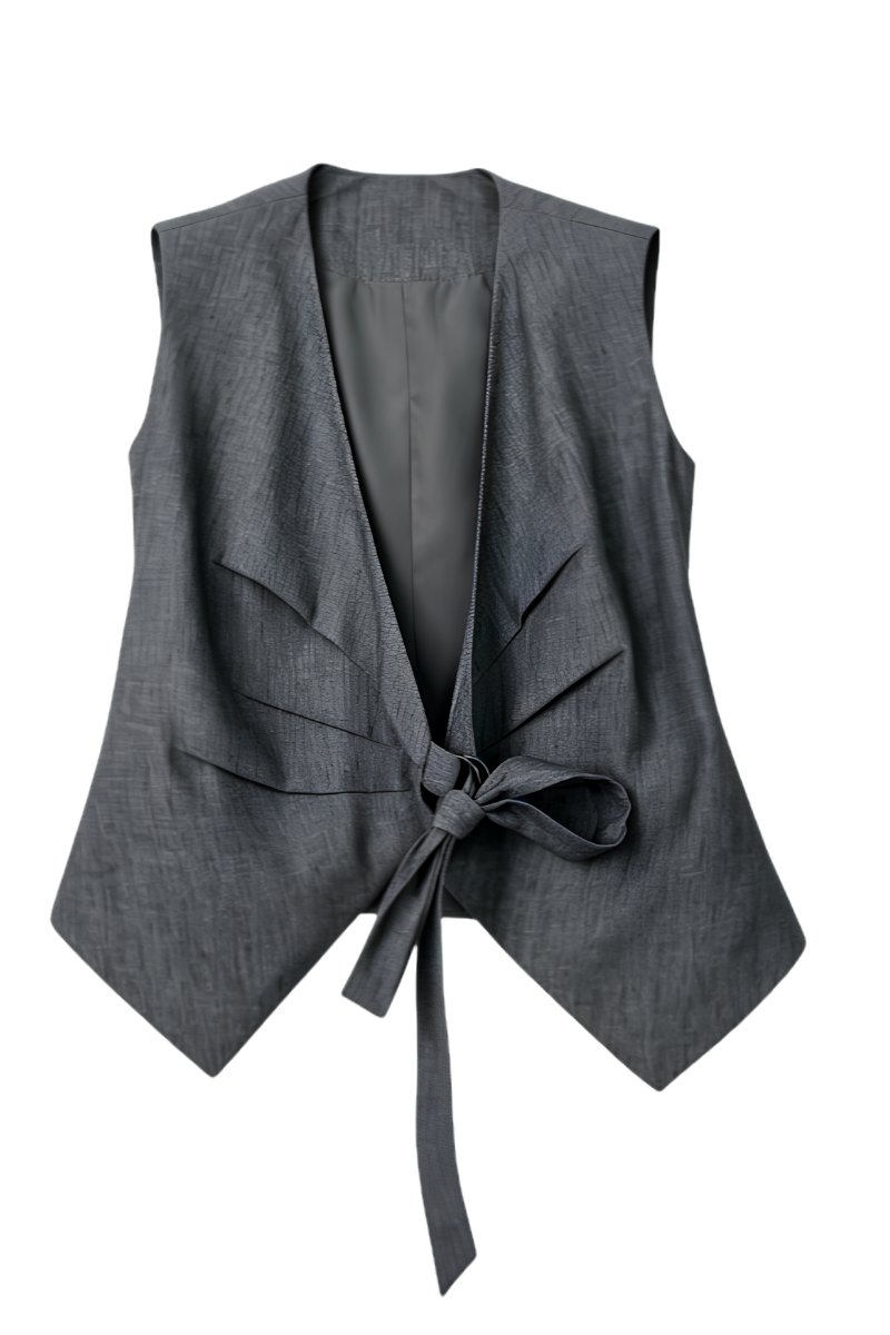 Max Simple Linen Fitted Vest Denim Blue MSYW263007D