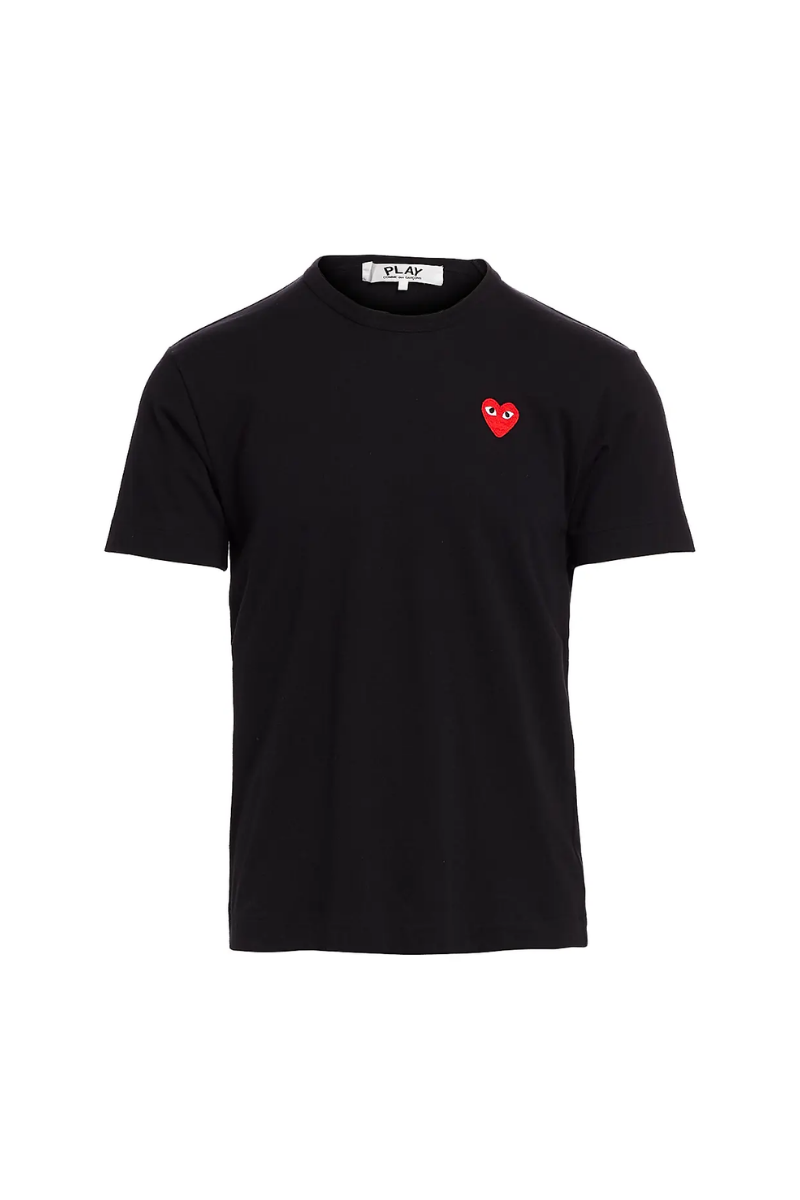 CDG Play Comme des Garçons T-Shirt in black cotton with red heart logo.